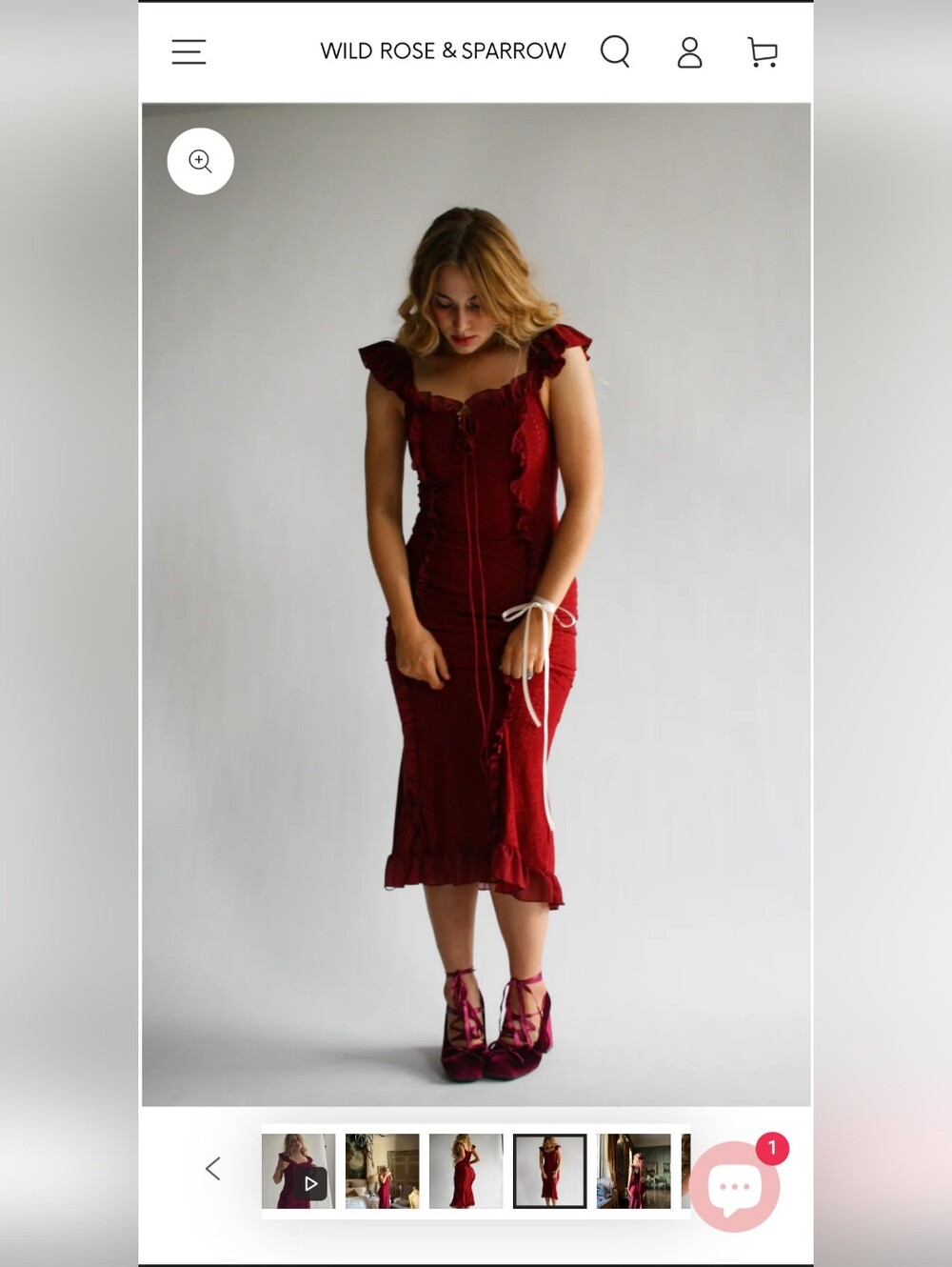 NWOT Wild Rose & Sparrow Desiree Dress In Medici Red Size Small